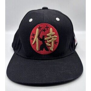 Samurai Katana Karate Snapback Hat Black Red Embroidered Cap